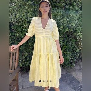 Monki Seersucker Puff Sleeve Dress